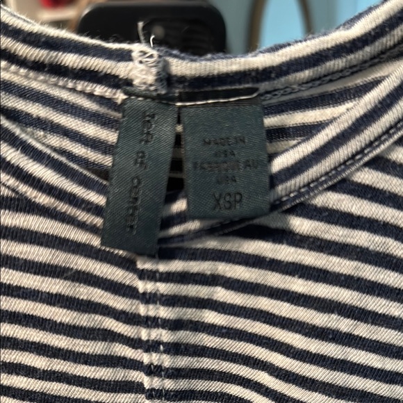 Left of Center (Anthropologie) Linen Blend Striped Tank w/ unique hem - Picture 3 of 7